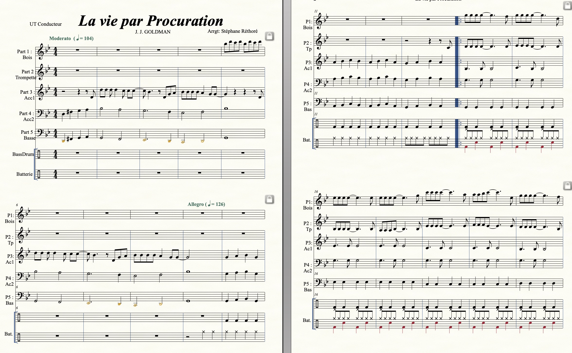 La vie par Procuration – J.J. Goldman, arrangement Stéphane Réthoré